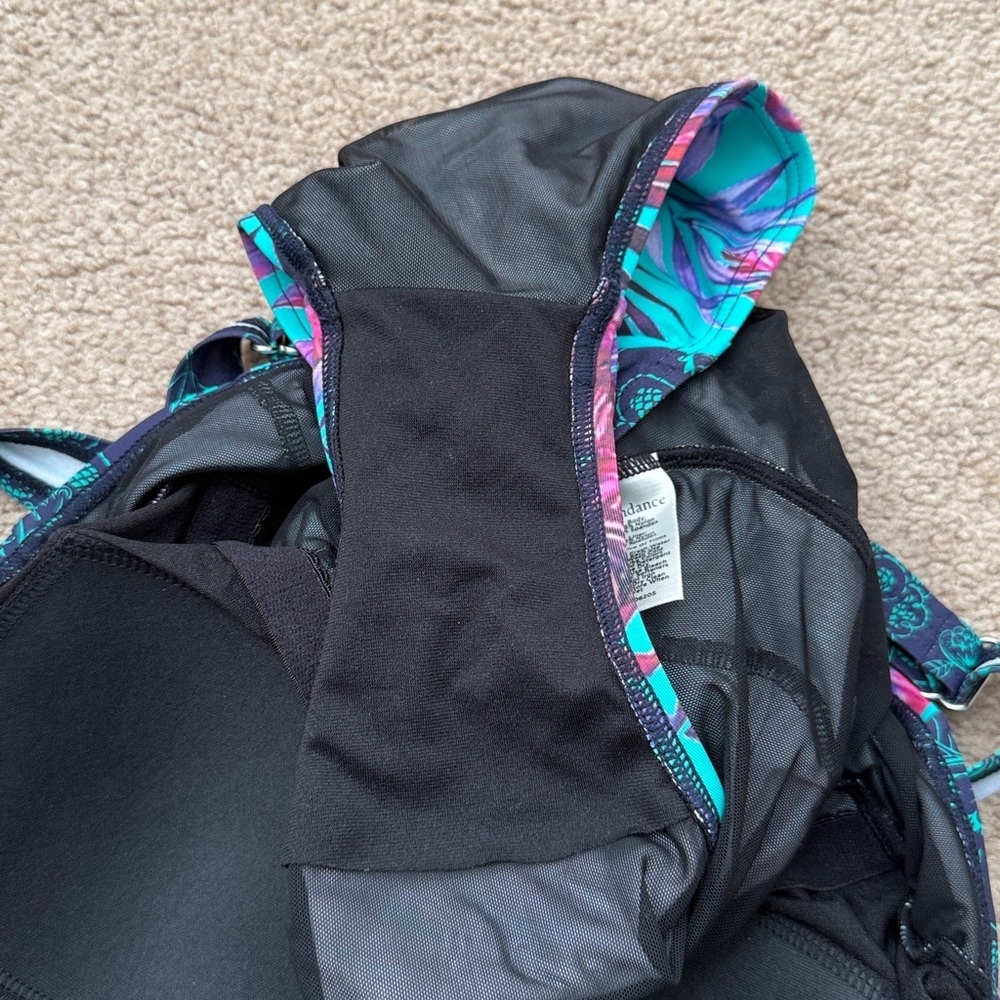 Sundance Tropical Floral Print Kailani Teal Ruched One Piece Swimsuit Size Small - Picture 8 of 11